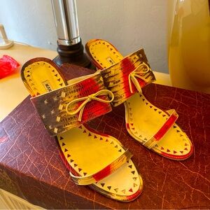 Manolo Biahnik snake skin heels sandals